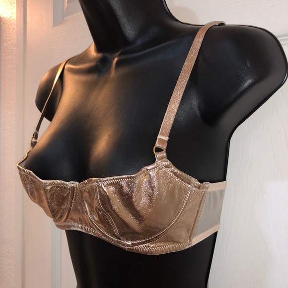 Rose Gold Faux Leather Demi Bra - Picture 3 of 11